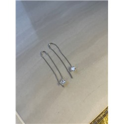 Серьги-продёвки из серебра с фианитами родированные 925 пробы 2340200760-2р