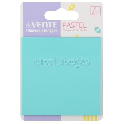 Самоклеящиеся этикетки-закладки "Pastel" пластиковые полупрозрачные, 76x76 мм, 50 листов, изумрудные