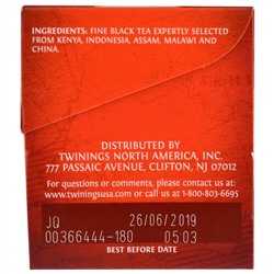 Twinings, Чай "Английский завтрак", 25 пакетиков, 50 г (1.76 oz)