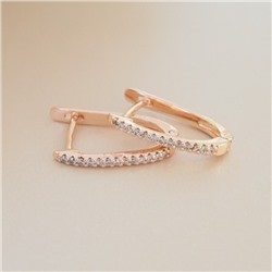 Серьги галочки ювелирная бижутерия коллекция "Дубай", покрытие позолота, вставка: фианиты, цвет: прозрачный, арт.213.582