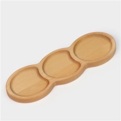 Менажница деревянная Adelica «Светофор», 3 секции, 30×10×1.8 см, пропитана минеральным маслом, в подарочной коробке, берёза