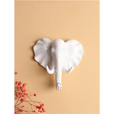 Декор настенный с вешалкой TAKE IT EASY «Слон», панно, 11×10.5 см, белый