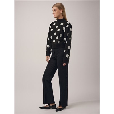 Вязаные джемперы CONTE Укороченный свитер объемного силуэта с жаккардовым переплетением LDK 23102