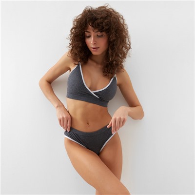 Комплект нижнего белья женский (топ, трусы) Collorista, тёмно-серый, размер 42-44