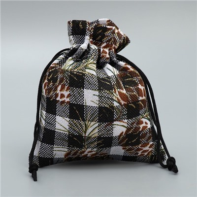 Мешочек подарочный новогодний холща «Шишки», 10×12 см ± 1.5 см