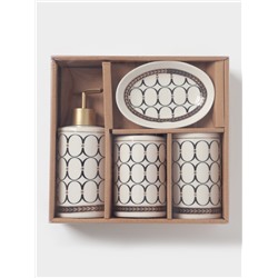 Аксессуары для ванной «Джеки», 4 предмета, мыльница, дозатор для мыла, 2 стакана, белые