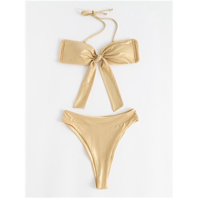 Купальник раздельный блестящий женский MINAKU Glow, цвет золотой, размер 42