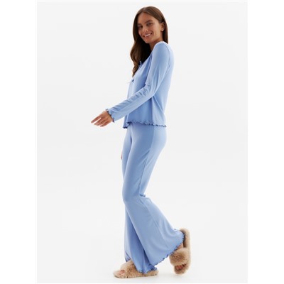 Пижама женская (лонгслив, брюки) MINAKU: Home collection, размер 50, голубая