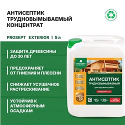 Антисептик для наружных работ Prosept Exterior, концентрат 1:19, 5л