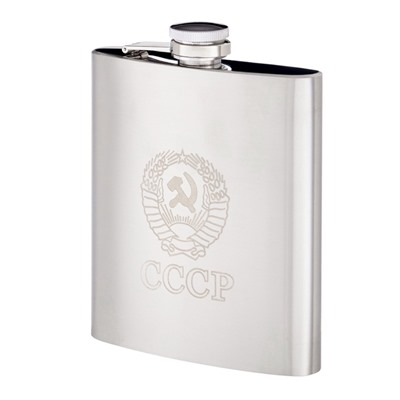 Фляжка для алкоголя "СССР", нержавеющая сталь, чехол, подарочная, 540 мл