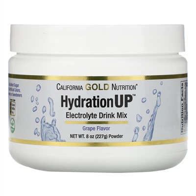 California Gold Nutrition, HydrationUP, порошок для приготовления электролитического напитка, виноград, 227 г (8 унций)