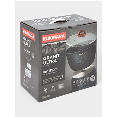Кастрюля KUKMARA Granit ultra, 10 л, d=32.5 см, h=25.5 см, антипригарное покрытие, литой алюминий, коричневая