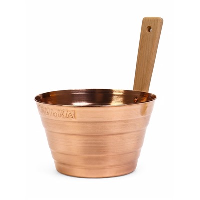 Набор для бани и сауны «Каменка», из двух предметов: ушат, 5 л, медь, деревянная ручка и черпак, 200 мл, медь, деревянная ручка