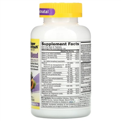 Super Nutrition, Смесь PreNatal, 180 таблеток