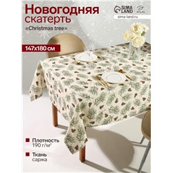 Скатерть новогодняя «Этель» Christmas tree 147×180± 3 см, 100% хлопок, саржа 190 г/м²