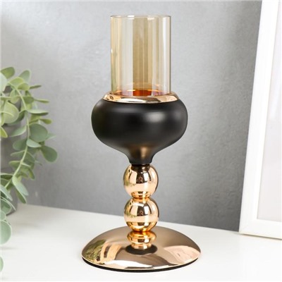 Подсвечник на 1 свечу «Золотые шарики», чёрный с золотом, 14×10×10 см