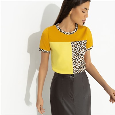 Футболка комбинированная, Стильное сочетание (оранжевая)