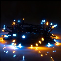 Гирлянда «Нить», 5 м, IP44, 50 LED, 2 режима, солнечная батарея, тёмная нить, свечение жёлтое/аквамарин