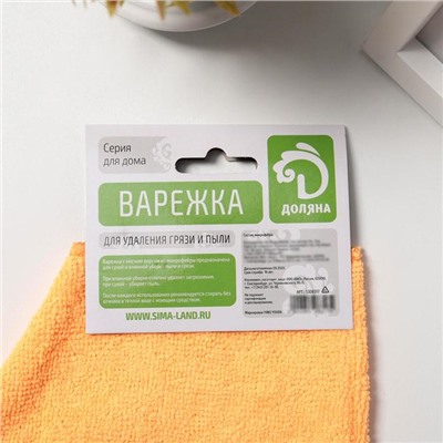Варежка для уборки Доляна, 19×26 см, 15 гр, двухсторонняя, эконом, микрофибра