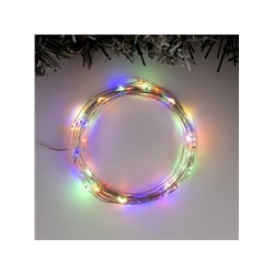 Гирлянда «Нить» 5 м роса, IP20, серебристая нить, 50 LED, 2 режима, батарейки AAх3 (нет в комплекте), свечение тёплое белое / мульти