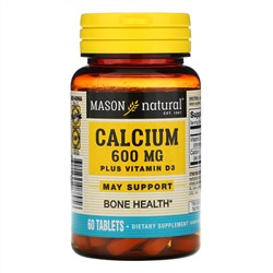 Mason Natural, Calcium Plus Vitamin D3, 600 mg, 60 Tablets