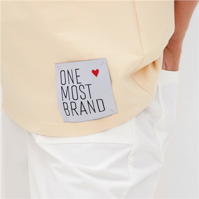 Футболка оверсайз с нашивкой женская MINAKU: One Most Brand, молочная, размер 44