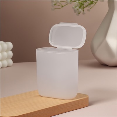 Органайзер для ватных палочек, с крышкой, 7.5×4×9 см, белый/полупрозрачный