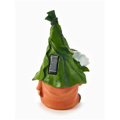 Садовая фигура из полистоуна «Гном с цветочком», 31.5×20×17 см, с подсветкой