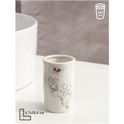 Аксессуары для ванной Доляна «Изящество», 4 предмета, дозатор 250 мл, мыльница, 2 стакана, белые