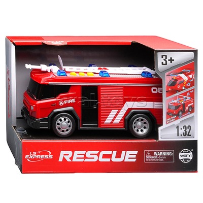 Машина "Пожарная служба" 1:32 (свет. Звук) в коробке