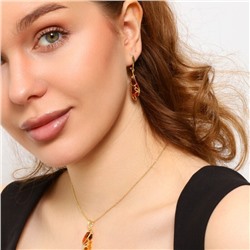 Комплект ювелирной бижутерии Итальянское золото (покрытие желтое 14к), серьги и кулон на цепочке, вставка: искусственный янтарь, арт.213.706