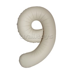 Шар (40''/102 см) Цифра, 9 Slim, Кремовый Латте, Матовый, 1 шт. в уп.