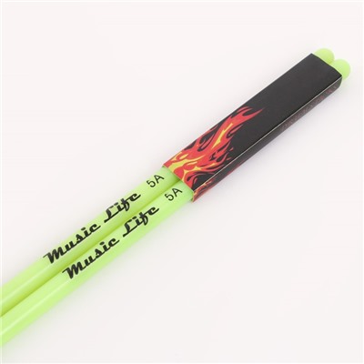 Барабанные палочки Music Life 5 А зеленые, светящиеся