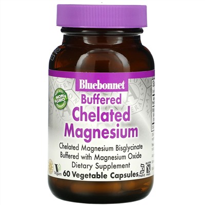 Bluebonnet Nutrition, Буферизованный хелатный магний, 60 растительных капсул
