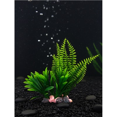 Растение искусственное аквариумное, на подставке под камень, 17×14×16 см