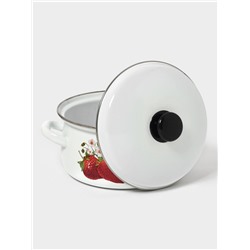 Кастрюля эмалированная, 3 л, d=23 см, с крышкой, белая