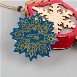 Ёлочная игрушка «Домик со снежинкой», 9×8×4 см, от батареек, свечение тёплое белое