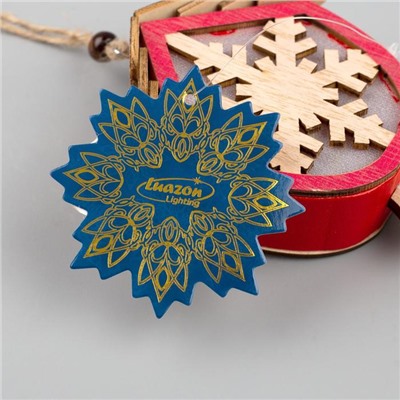 Ёлочная игрушка «Домик со снежинкой», 9×8×4 см, от батареек, свечение тёплое белое