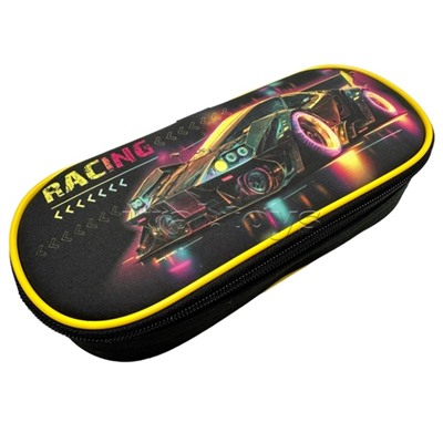 Пенал корпусный овальный "Racing" 210х85х50мм, жесткий каркас овальной формы на картоне с закругленными краями. Корпус покрыт  полиэстером 210 ден. По краям имеется текстильная отделка