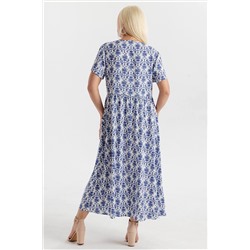 Платье штапель  5994/42/Молочный, васильковый