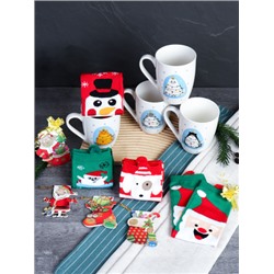 Подарочный набор Кружка 400 мл+ носки / CAT-517-mix /уп 72/ кружка новогодняя/ в подарочной упаковке