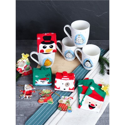 Подарочный набор Кружка 400 мл+ носки / CAT-517-mix /уп 72/ кружка новогодняя/ в подарочной упаковке