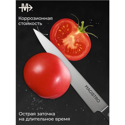 Нож кухонный разделочный Magistro Hinshitsu, нержавеющая сталь, лезвие 20.3 см, длина 34.7 см, чёрный