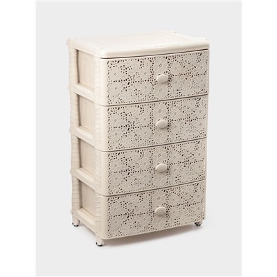 Комод широкий «Лаура», 4-х секционный, цвет слоновая кость