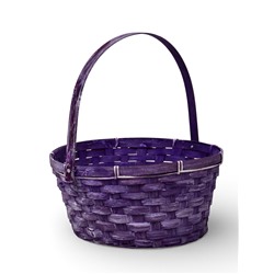 Корзина плетёная для хранения, 26×26×12 см, ручка h=21 см, бамбуковая, сиреневая