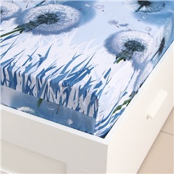 Простыня на резинке 2-спальная «Этель. Одуванчики», 180×200+25, бязь
