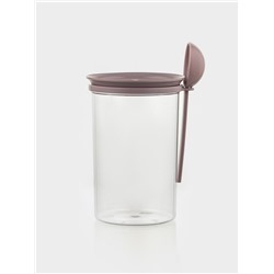 Банка для сыпучих продуктов Полимербыт, 700 мл, с ложкой, прозрачная, пластик, МИКС