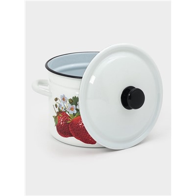 Кастрюля эмалированная, 6 л, d=23.5 см, с крышкой, цилиндрическая, белая