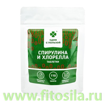 Спирулина+Хлорелла (микс) таблетки, 55 г "Едим с пользой" БАД
