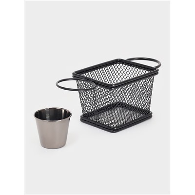 Корзинка для картофеля фри Доляна «Ночь», с соусником d=5 см, чёрная, соусник микс